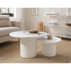 Mesa de Centro Nido Set de 2 Redondas en Madera Reciclada MANGO MB-219467