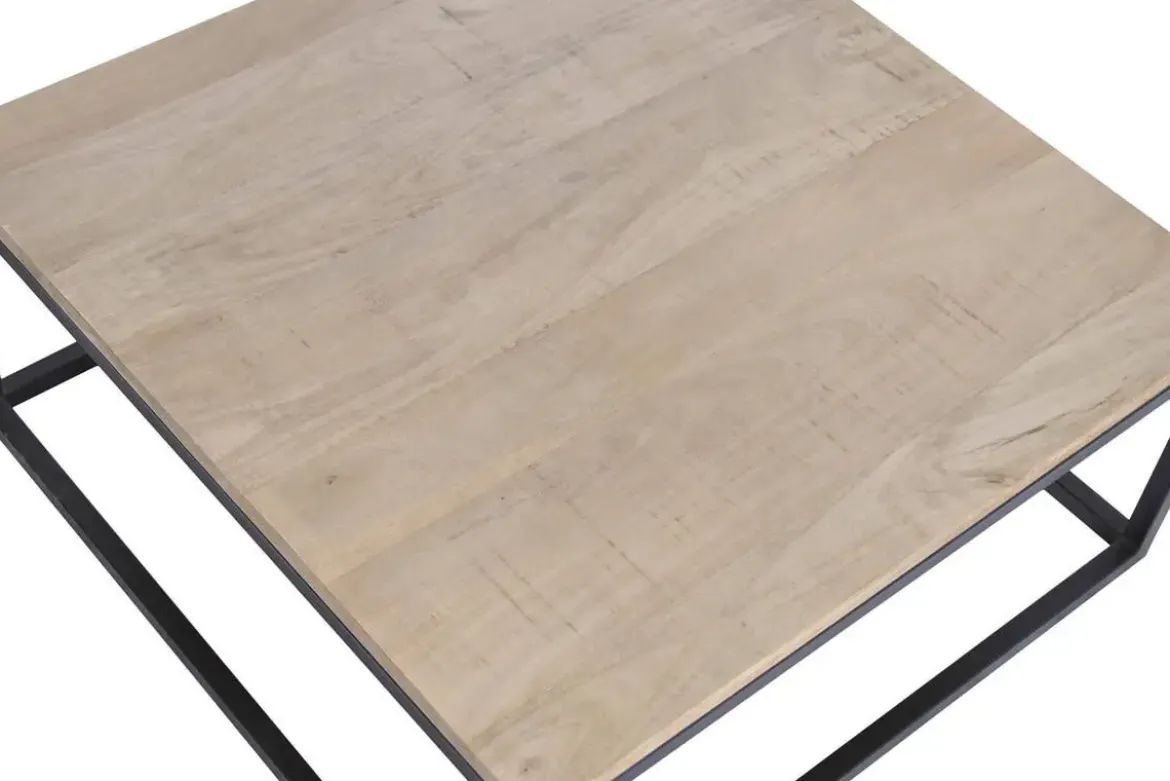 Mesa de Centro Nido Set 2 en Madera de Mango y Metal MB-227809
