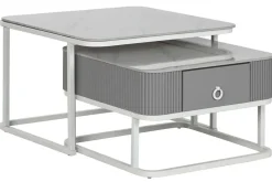 Mesa de Centro Nido Set 2 en Piedra Sinterizada con Estructura Metálica MB-217613