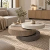 Mesa de Centro 3 Niveles Giratorios Efecto Madera 76-1016
