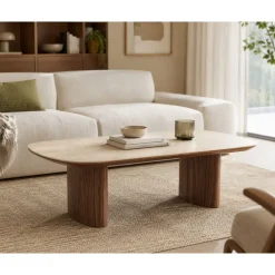 Mesa de Centro Nogal y Travertino EZEKIEL 0747346