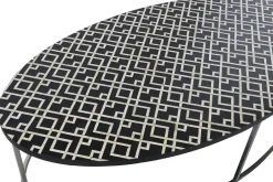 Mesa de Centro Rectangular de Taracea de Hueso y Metal MB-217977