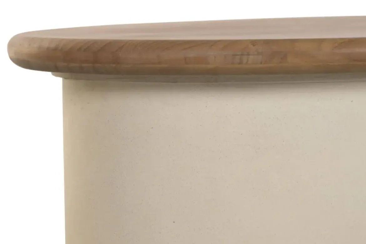 Mesa de Centro Rectangular en MDF y Madera de Abeto Crema MB-227612