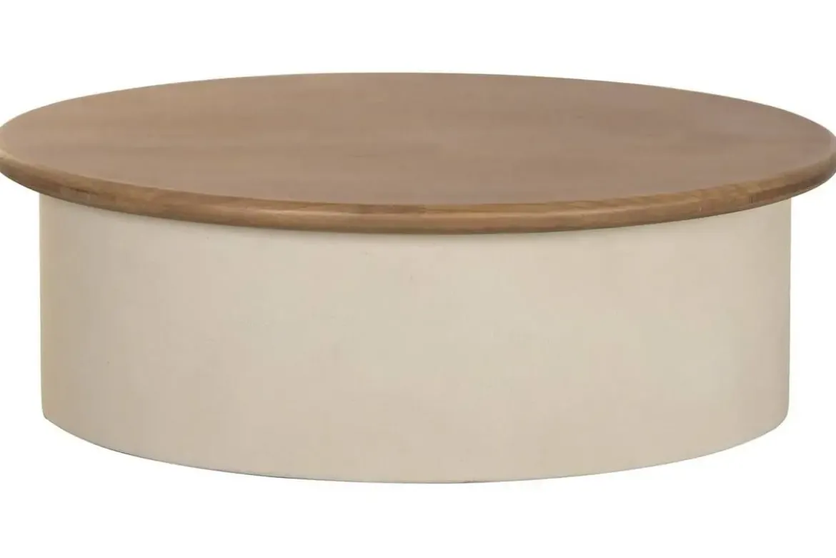 Mesa de Centro Rectangular en MDF y Madera de Abeto Crema MB-227612