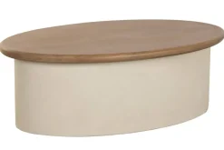 Mesa de Centro Rectangular en MDF y Madera de Abeto Crema MB-227612