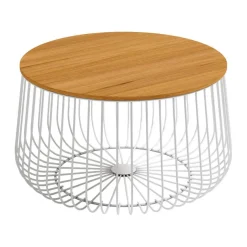 Mesa de Centro Redonda con Estructura Blanca ÍNDICO CG1106B