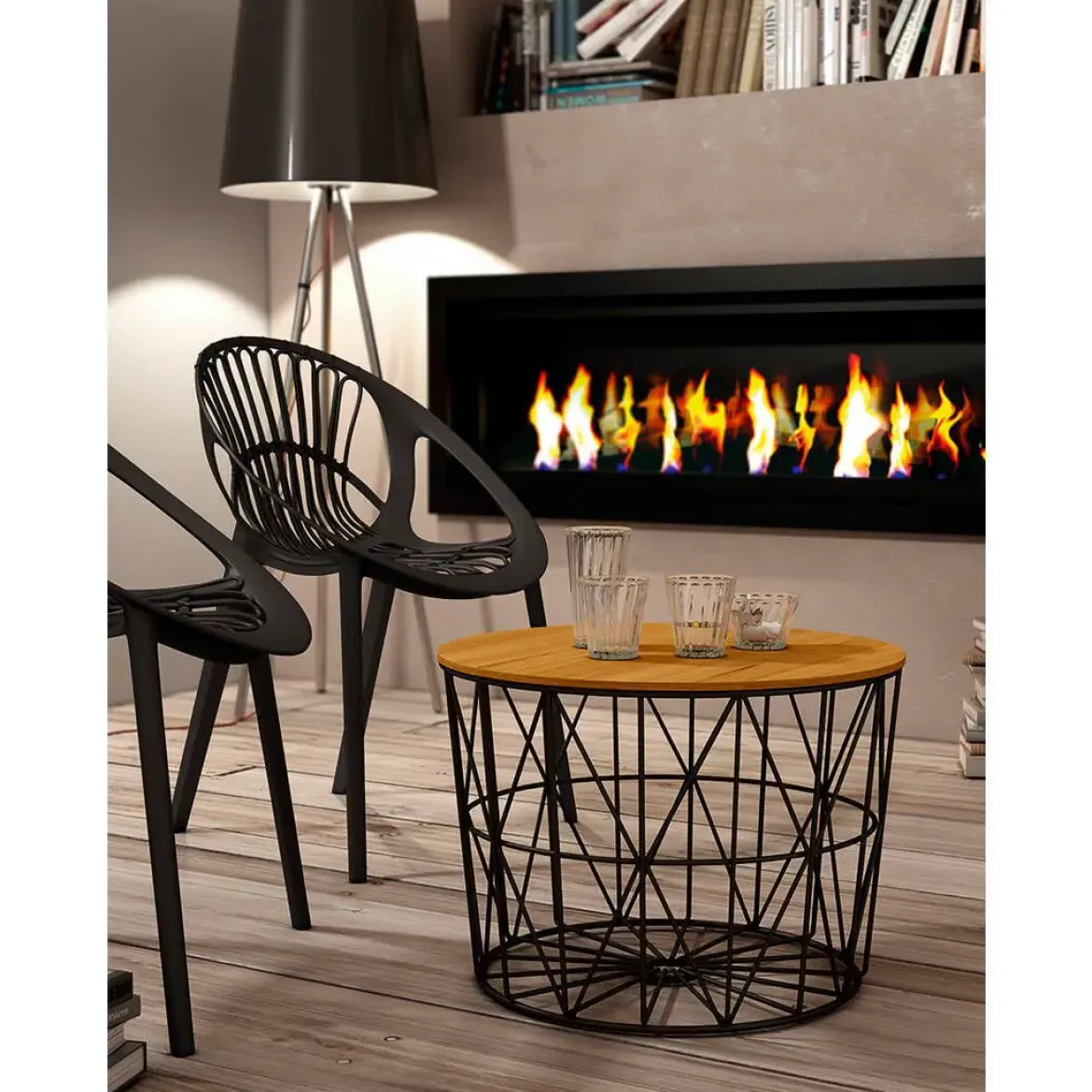 Mesa de Centro Redonda con Estructura Negra Atlántico CG1108N