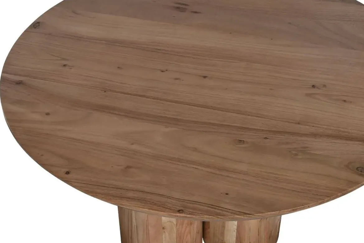 Mesa de Centro Redonda de Madera de Acacia Natural MB-212657