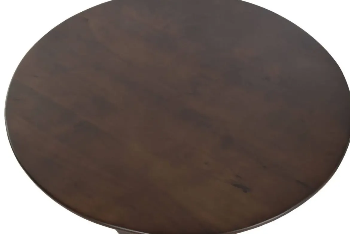 Mesa de Centro Redonda de Madera de Mango Marrón Oscuro MB-222843
