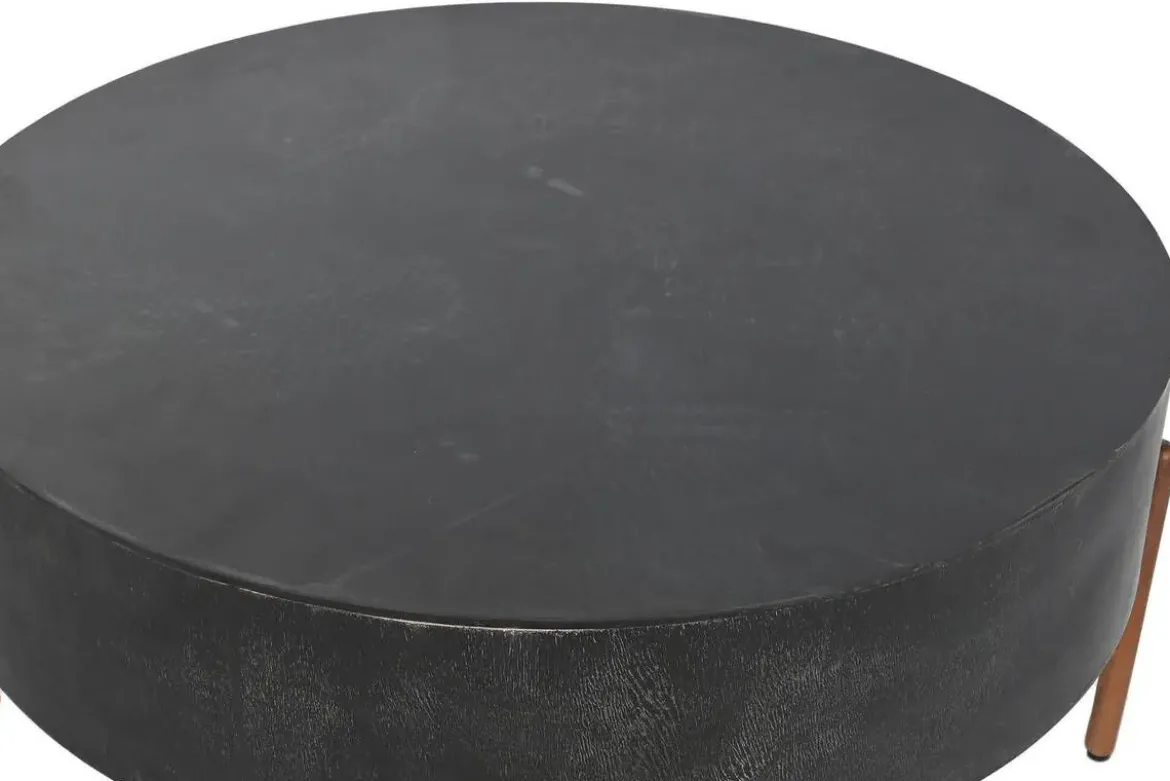 Mesa de Centro Redonda de Madera de Mango Negra MB-205747