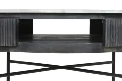 Mesa de Centro Redonda de Mango Negro con Mármol MB-201161