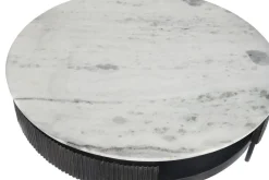 Mesa de Centro Redonda de Mango Negro con Mármol MB-201161