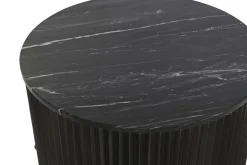 Mesa de Centro Redonda de Metal y Mármol Negro MB-201495