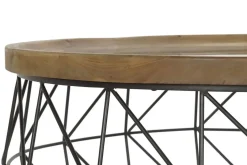 Mesa de Centro Set 2 Metal y Cristal Redonda MB-190030