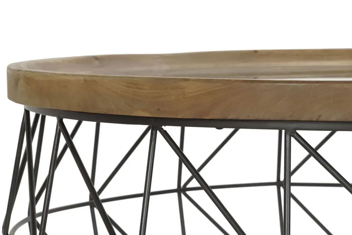 Mesa de Centro Set 2 Metal y Cristal Redonda MB-190030