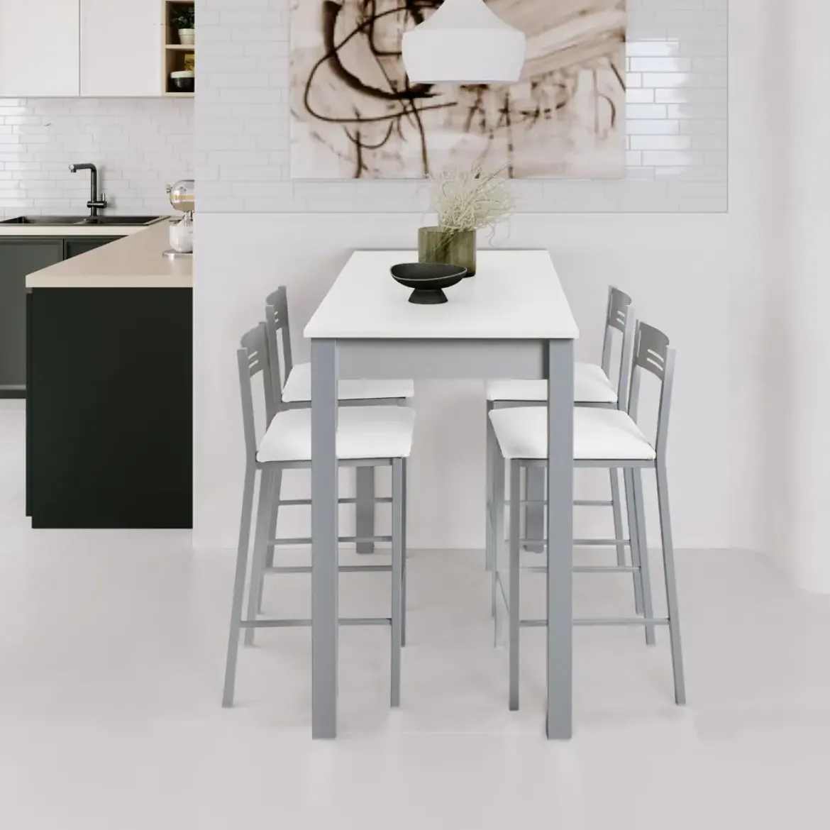 Mesa de Cocina Alta Aluminio con Tapa Laminada SENA 119/AL