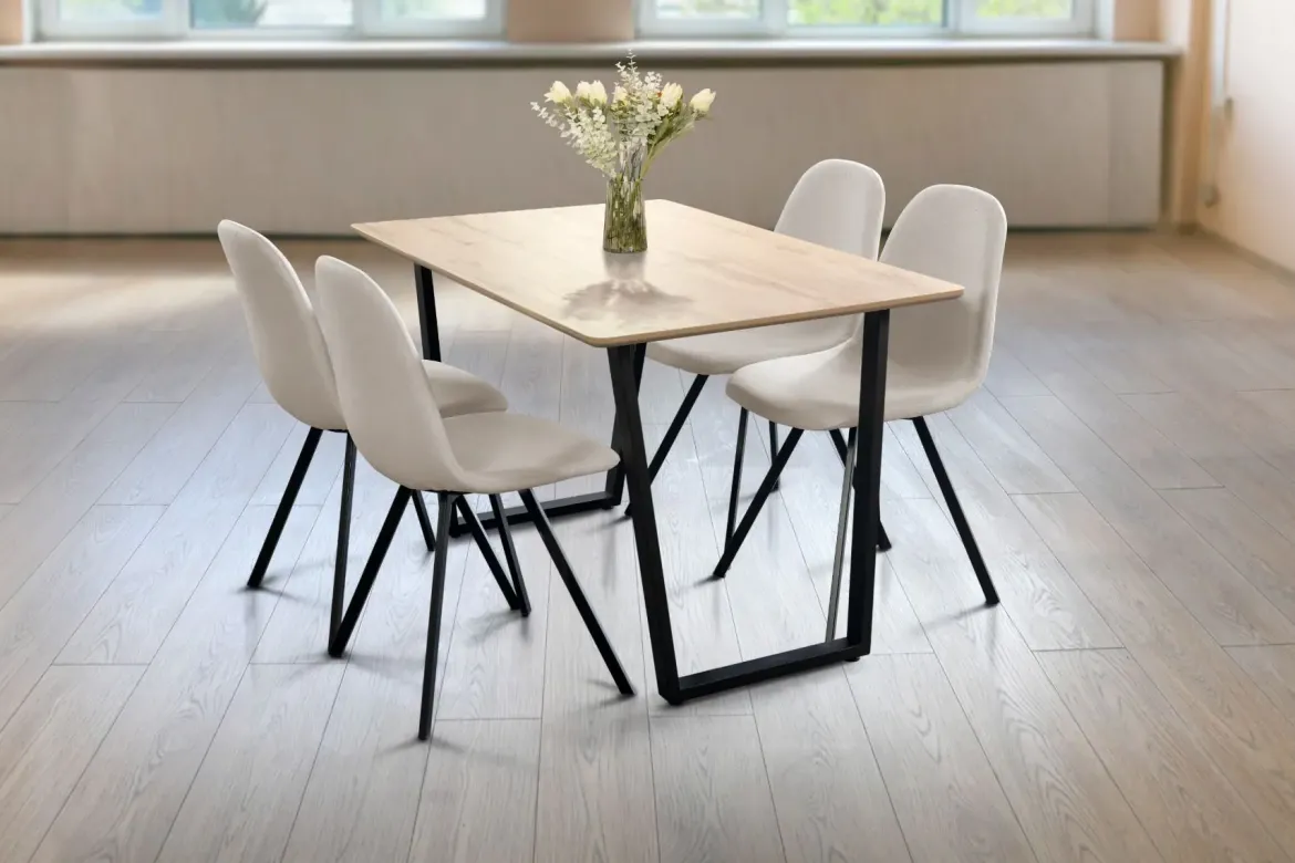 Mesa de Cocina con Patas de Aluminio y Tapa Laminada DALIA
