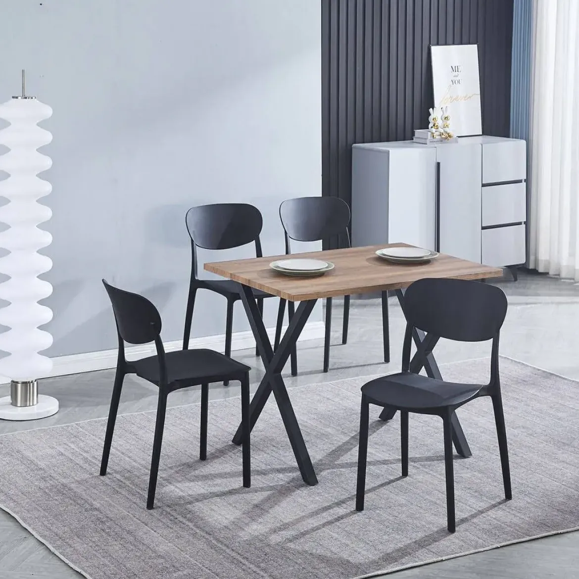Mesa de Cocina con Patas de Aspa de color Negro VIDEL