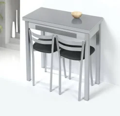 Mesa de cocina de 90x50 cm con apertura libro y tapa de cristal