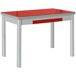 Mesa de Cocina Extensible Alas con Tablero de Cristal LEÓN 914/AL