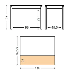 Mesa de Cocina Extensible Ala Caída con Cajón JEREZ 778