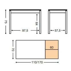 Mesa de Cocina Extensible Carro de Aluminio color Blanco VIENA 903