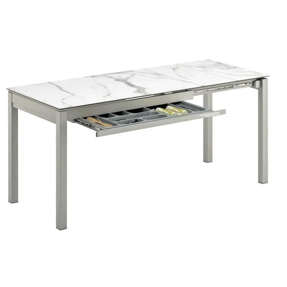 Mesa de Cocina Extensible Carro Doble con Tapa Laminada PESCARA