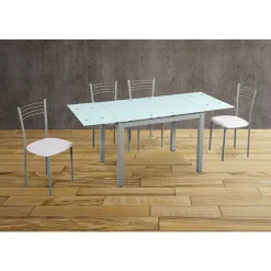 Mesa de Cocina Extensible con Patas de Metal color Gris