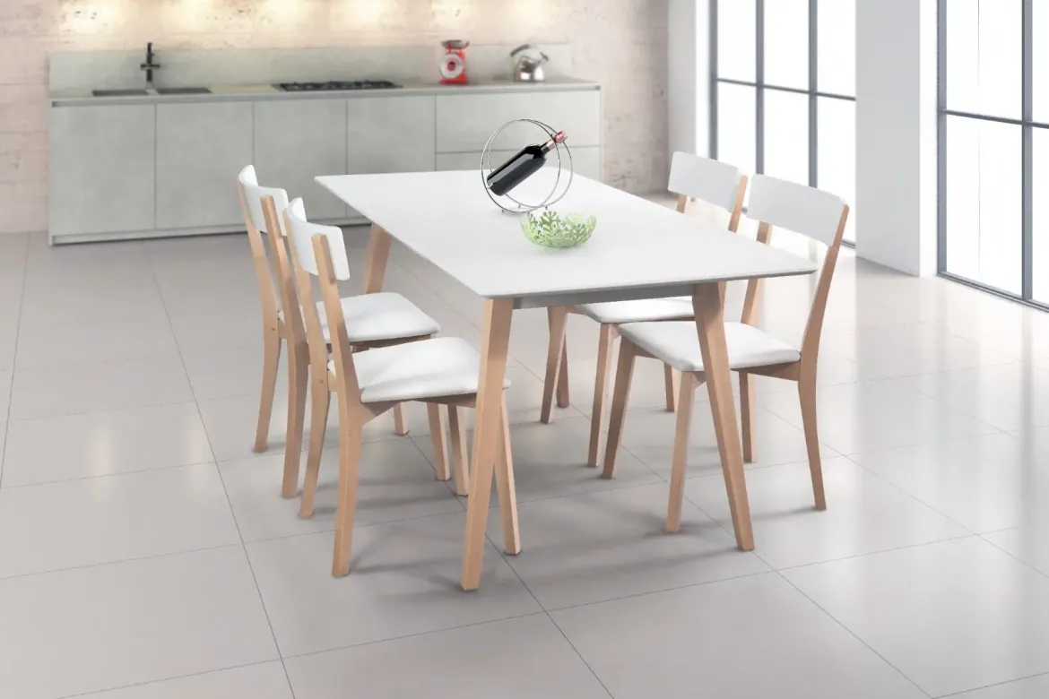 Mesa de Cocina Laminada con Patas de Madera LOTO