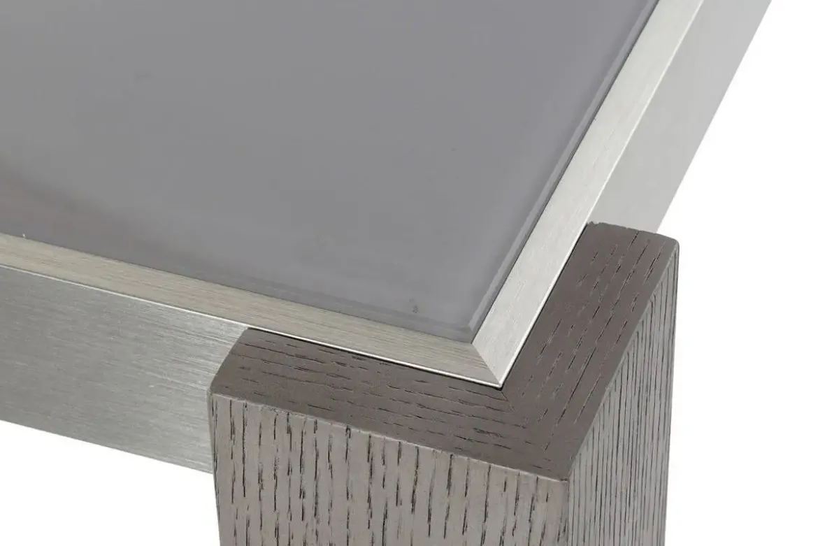 Mesa de Comedor con Cristal Templado Gris y Patas de Roble MB-189169