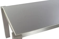 Mesa de Comedor con Cristal Templado Gris y Patas de Roble MB-189169