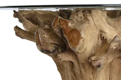 Mesa de Comedor con Cristal y Base de Raíz de Teca MB-213827