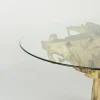 Mesa de Comedor con Raíz de Teka Maciza y Vidrio 32-125