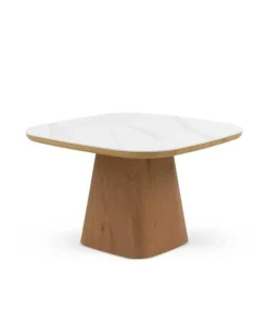 Mesa de Comedor Cuadrada de Madera-Cerámica Blanca GABAR 11419