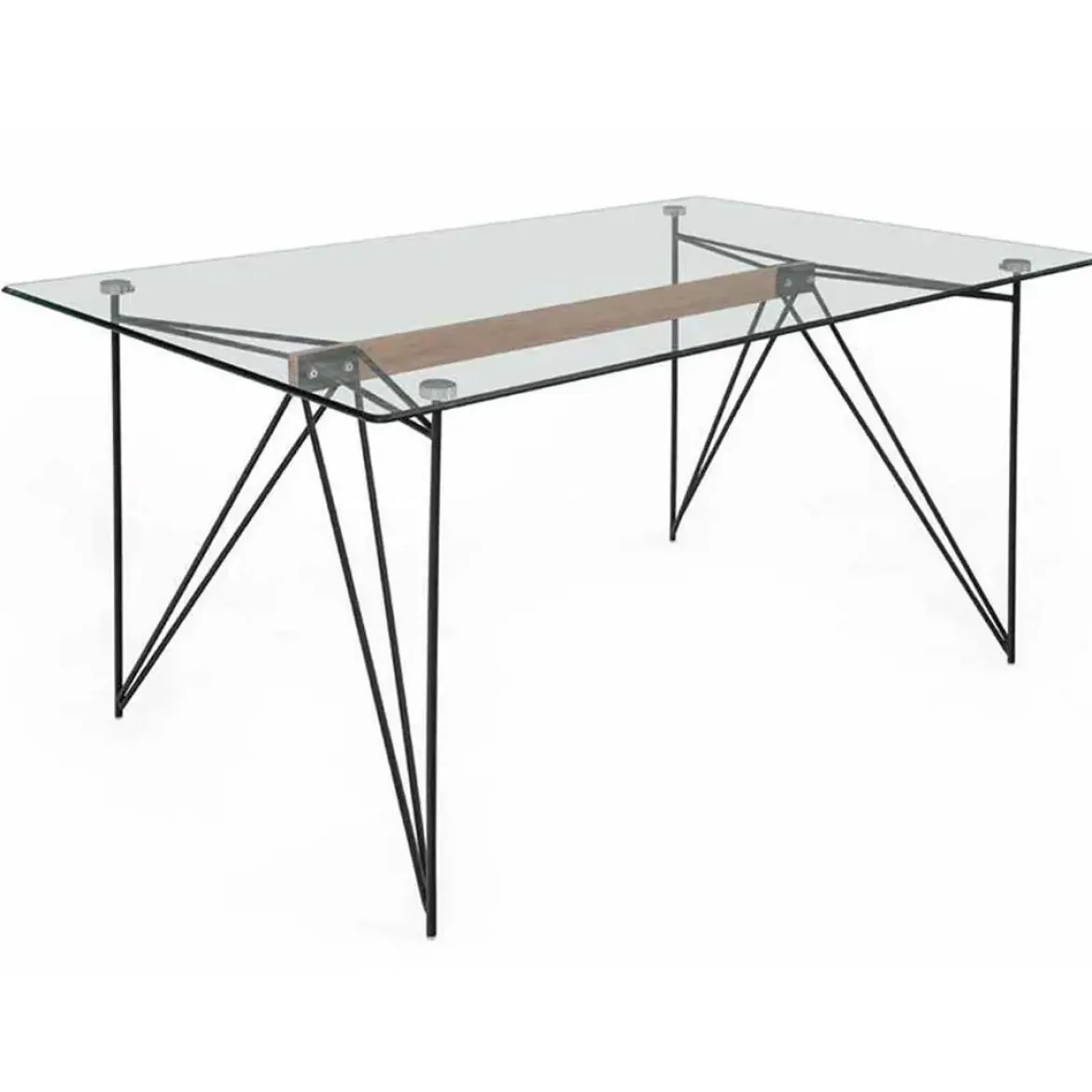 Mesa de Comedor de Cristal con Acero Negro BUCLE