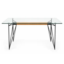 Mesa de Comedor de Cristal con Acero Negro BUCLE
