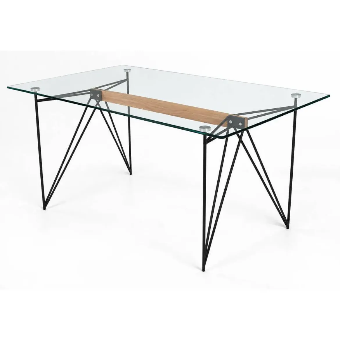 Mesa de Comedor de Cristal con Acero Negro BUCLE