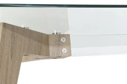 Mesa de Comedor de Cristal Templado 160 cm con Patas MDF MB-179590