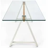 Mesa de Comedor de Cristal Templado y Acero ADÁN