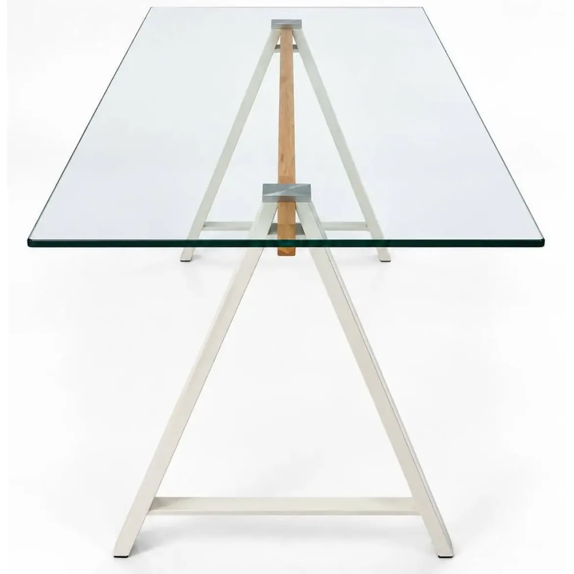 Mesa de Comedor de Cristal Templado y Acero ADÁN