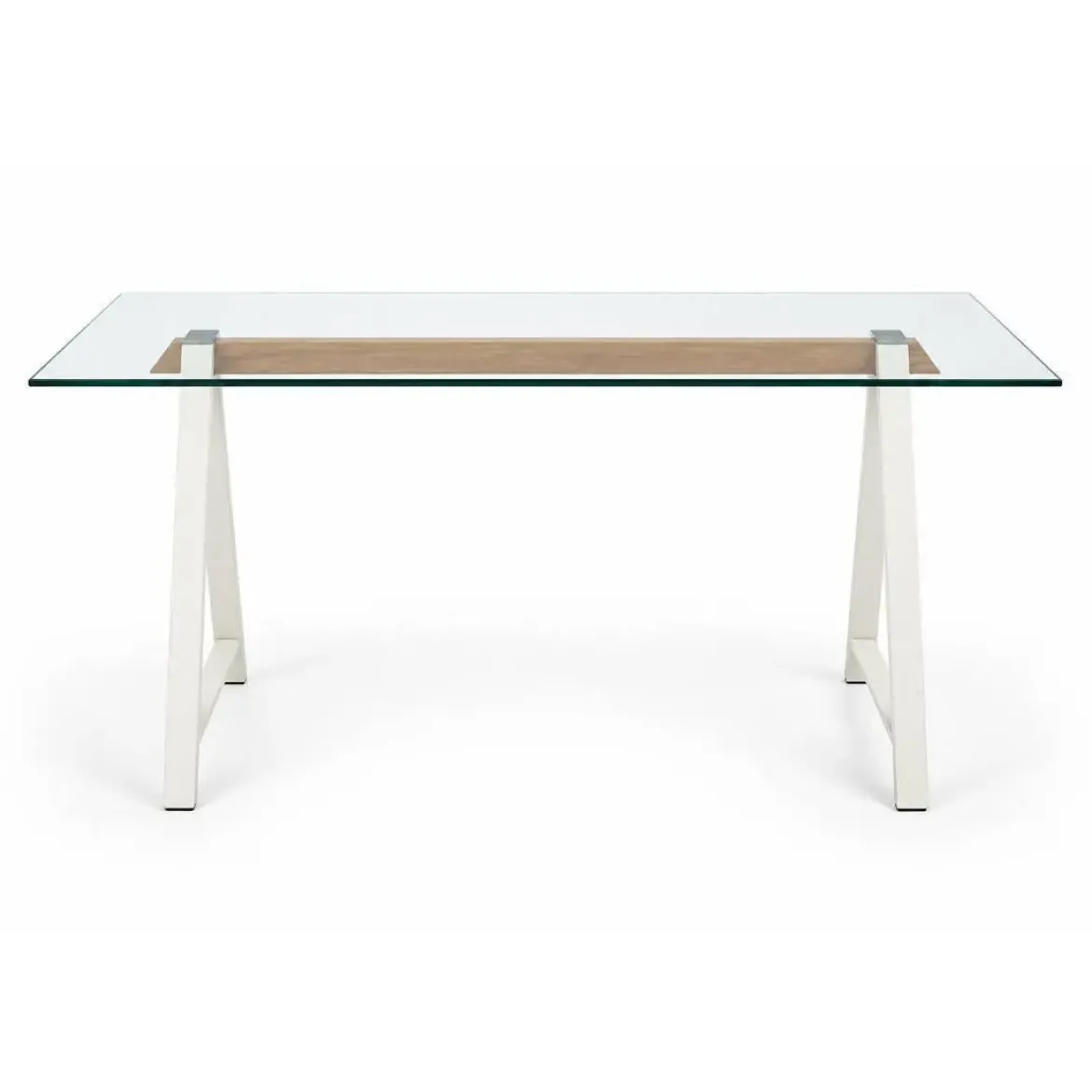 Mesa de Comedor de Cristal Templado y Acero ADÁN