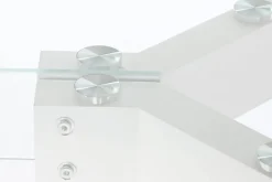 Mesa de Comedor de Cristal Templado Blanco con Patas MDF MB-207701