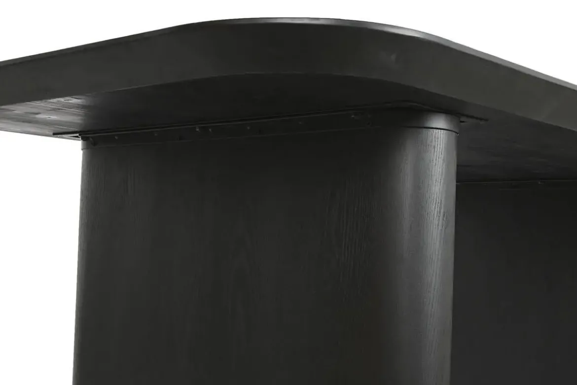 Mesa de Comedor de Madera de Abeto Negra para 6 Personas MB-226714