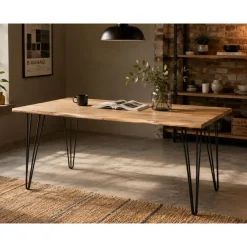 Mesa de Comedor de Madera de Acacia con Patas de Metal MB-226328