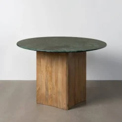 Mesa de Comedor de Madera de Mango y Mármol Verde 615817