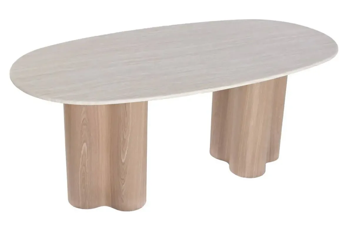 Mesa de Comedor de MDF con Superficie de Granito Marrón Claro MB-226673