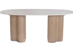 Mesa de Comedor de MDF con Superficie de Granito Marrón Claro MB-226673