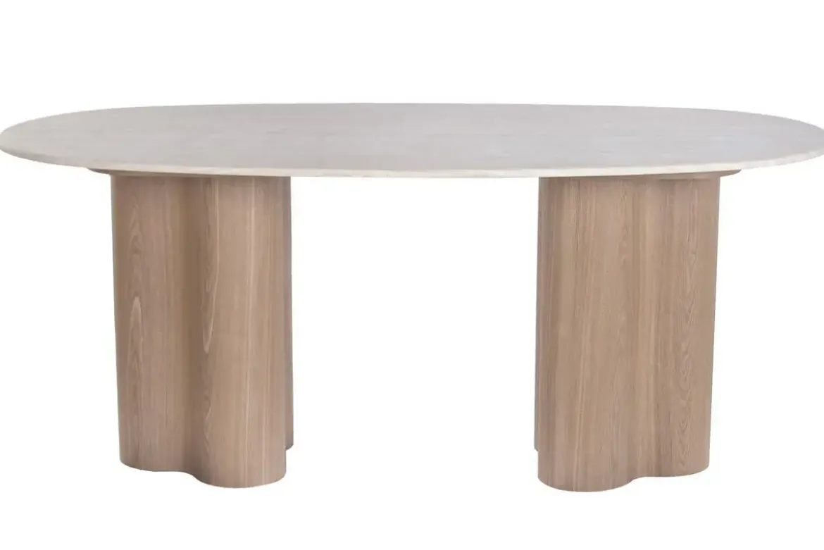 Mesa de Comedor de MDF con Superficie de Granito Marrón Claro MB-226673