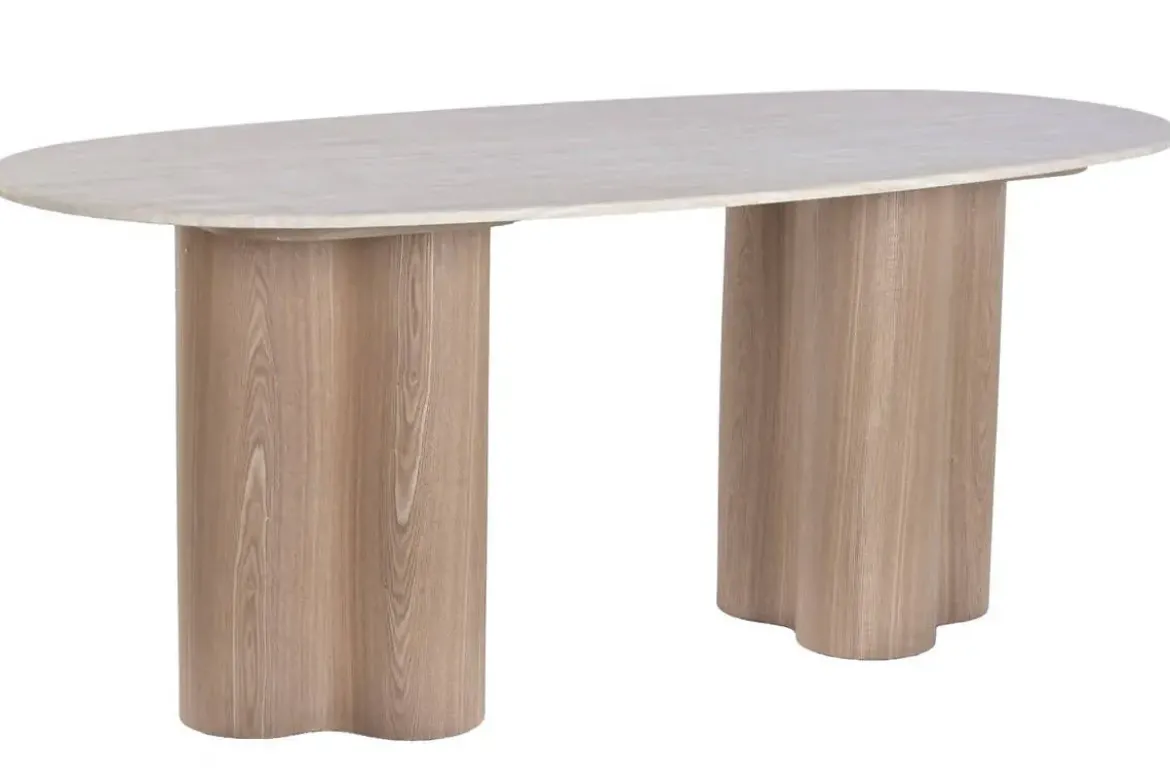 Mesa de Comedor de MDF con Superficie de Granito Marrón Claro MB-226673