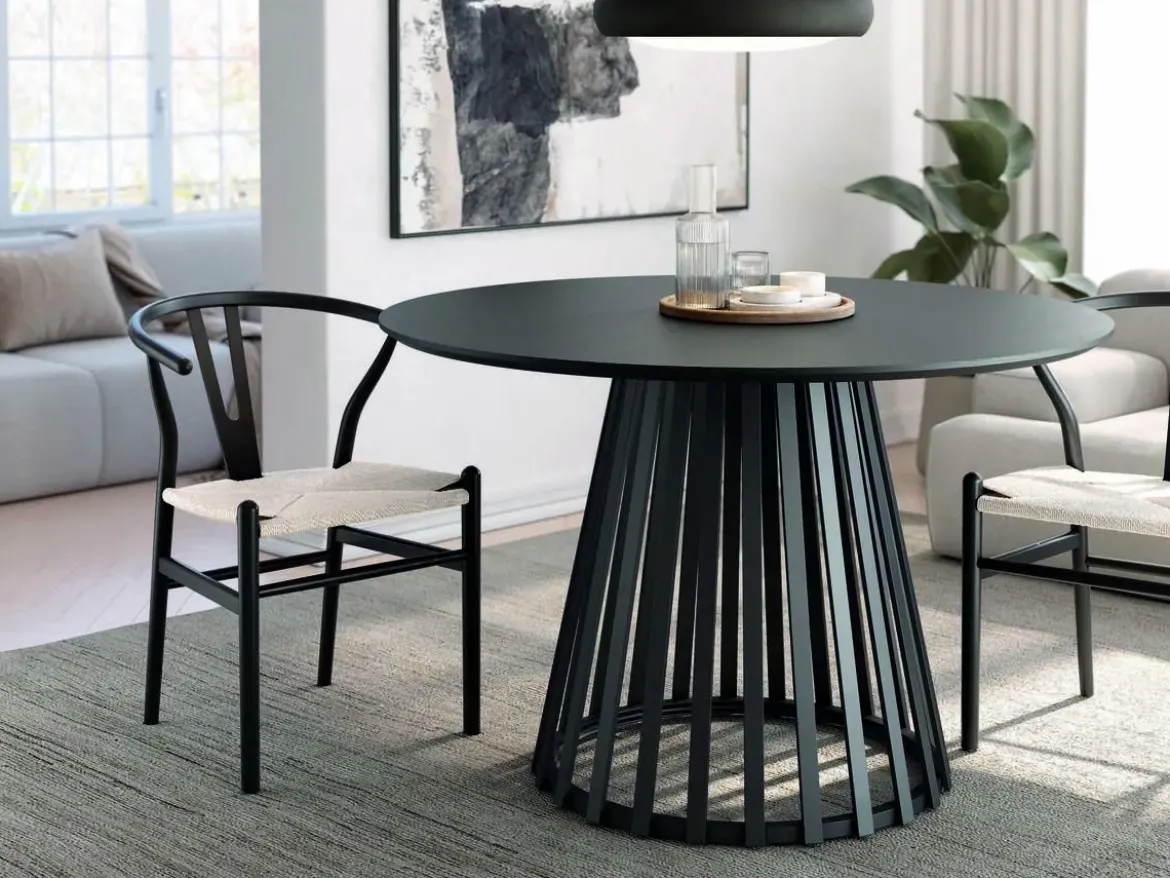 Mesa de Comedor de Metal Marfil y Sobre Biselado de 25 mm 120 cm SAHARA